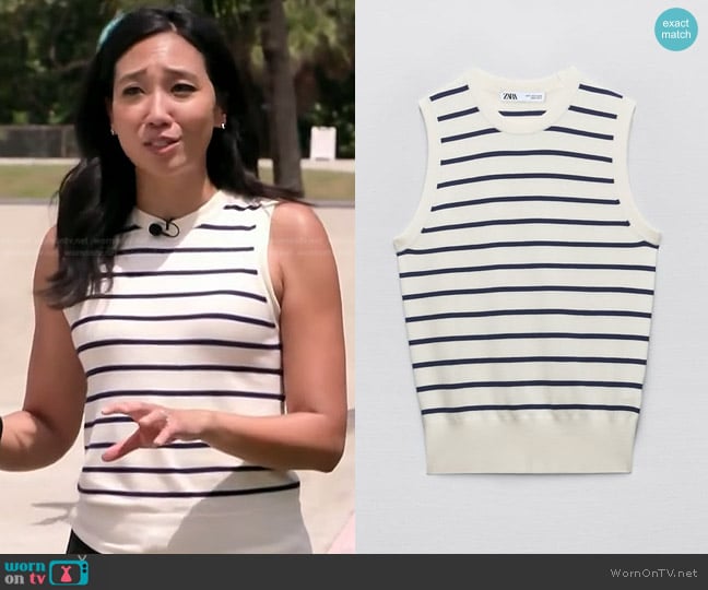 Zara Basic Knit Top in Striped worn by Kathy Park on Today