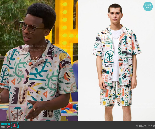 Zara Bermuda Print Shirt worn by Noah Lambert (Israel Johnson) on Bunkd