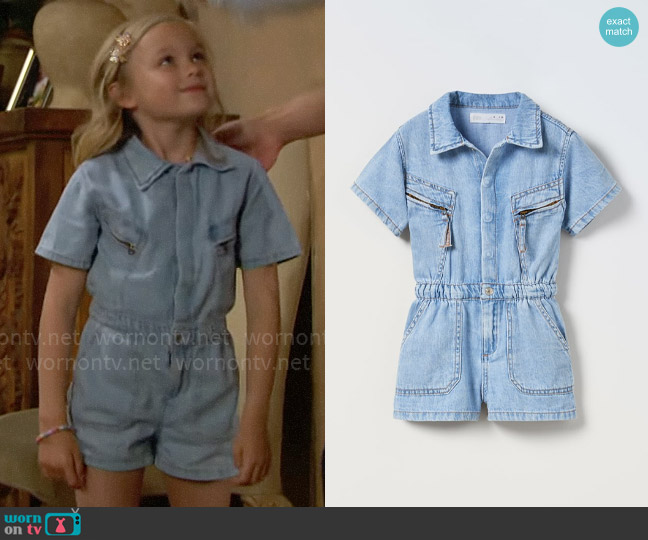 Zara Denim Jumpsuit worn by Kelly Spencer (Sophia Paras McKinlay) on The Bold and the Beautiful