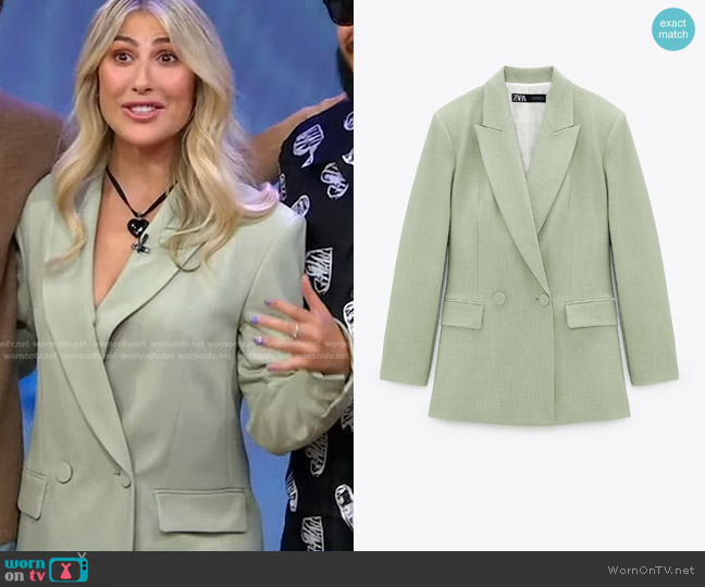 Zara Tailored Double Breasted Jacket worn by Emma Slater on Good Morning America