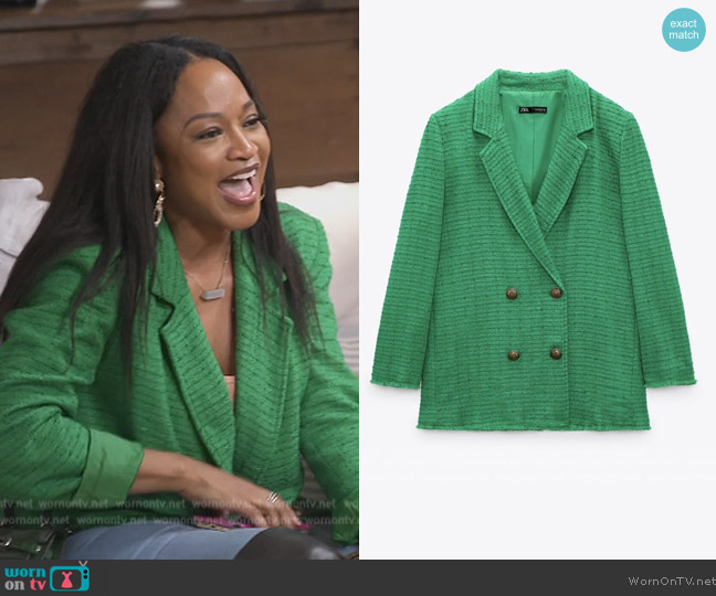 Zara Oversized Textured Blazer worn by Monyetta on The Real Housewives of Atlanta