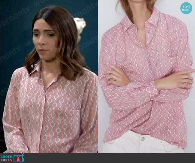 Zara Chain Print Shirt worn by Betty Rutherford (Ella Lentini) on General Hospital