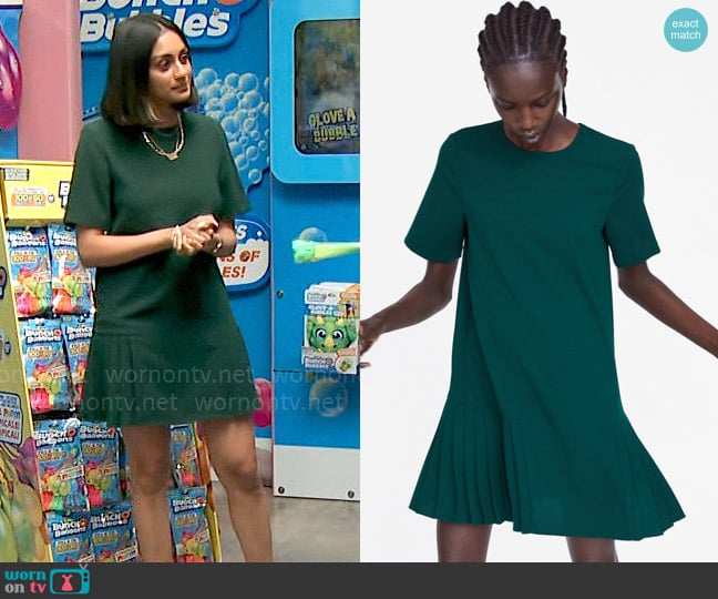 Zara Pleated Hem Dress worn by Shanelle Kaul on CBS Mornings