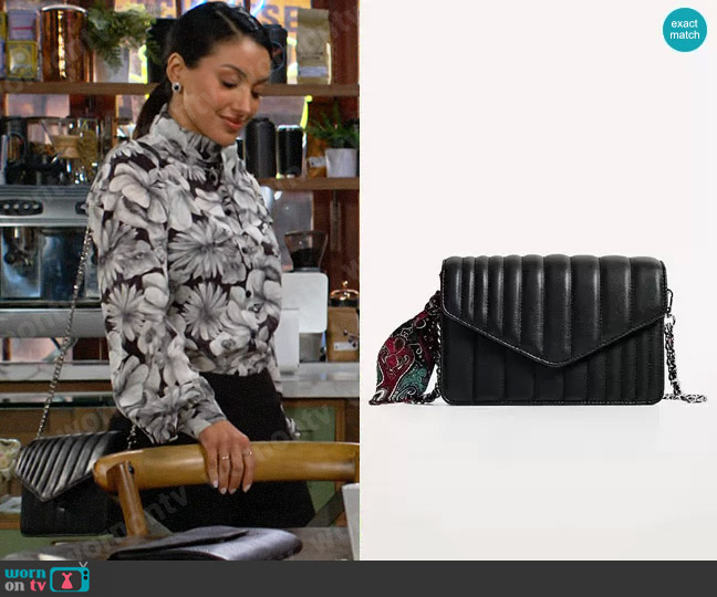 Zara Quilted Crossbody Bag worn by Audra Charles (Zuleyka Silver) on The Young and the Restless