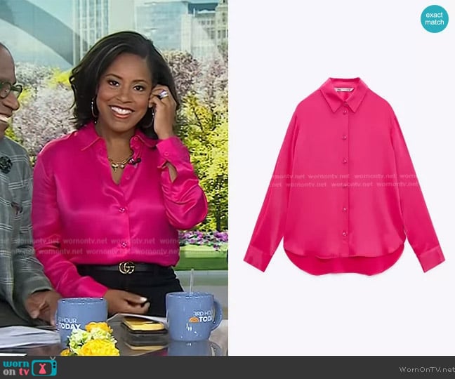 Zara Satin Effect Shirt worn by Sheinelle Jones on Today