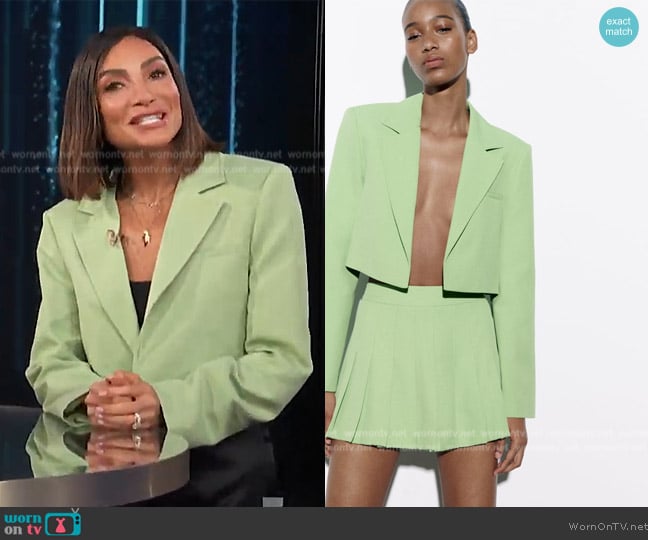 Zara Sold Color Crop Blazer worn by Courtney Lopez on E! News