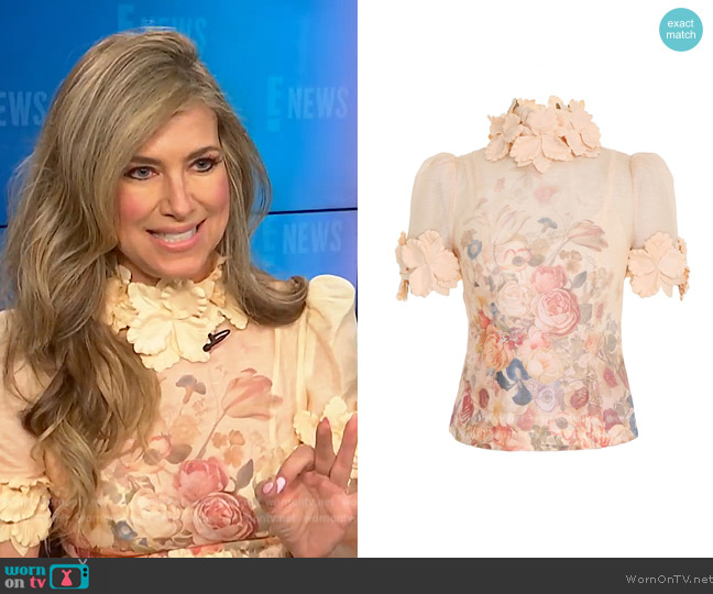 Zimmermann Luminosity Liftoff Flower Top worn by Nikki Novak on E! News