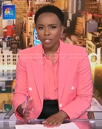 Zinhle’s pink double breasted blazer on NBC News Daily