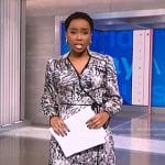 Zinhle Essamuah’s green animal print wrap dress on NBC News