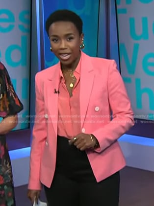 Zinhle’s pink double breasted blazer on NBC News Daily