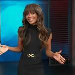 Zuri’s black belted mini dress on Access Hollywood