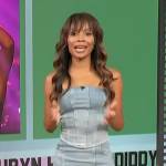 Zuri’s denim bustier top and skirt on Access Hollywood