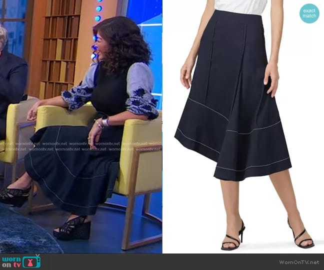 3.1 Phillip Lim High Waisted Flare Skirt worn by Juju Chang on Good Morning America