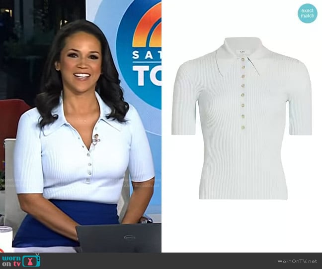 A.L.C. Atlas Ribbed Top in Chelsea Blue worn by Laura Jarrett on Today