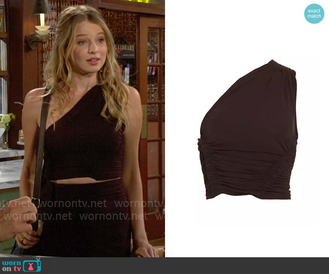 A.L.C. Kayden Top in Cocoa worn by Summer Newman (Allison Lanier) on The Young and the Restless