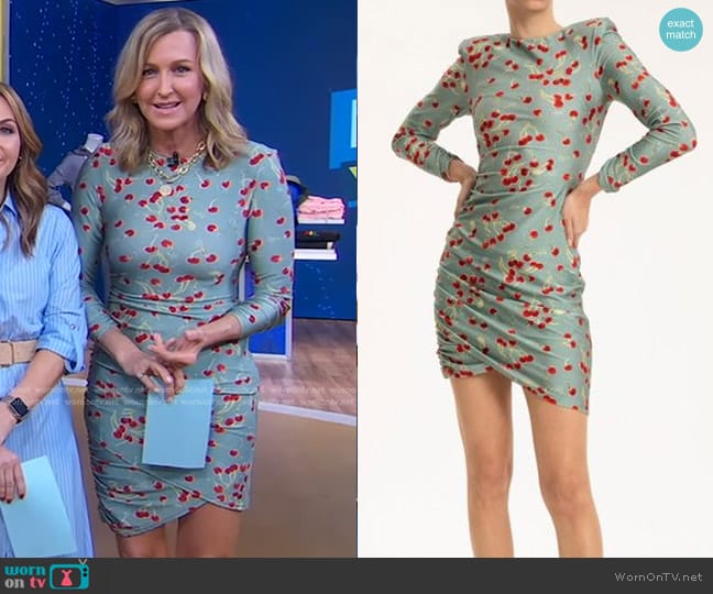 Adriana Degreas Cherry Bomb Frilled Short Dress worn by Lara Spencer on Good Morning America