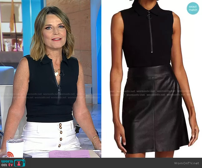 Akris Punto Sleeveless Front Zip Polo Shirt worn by Savannah Guthrie on Today