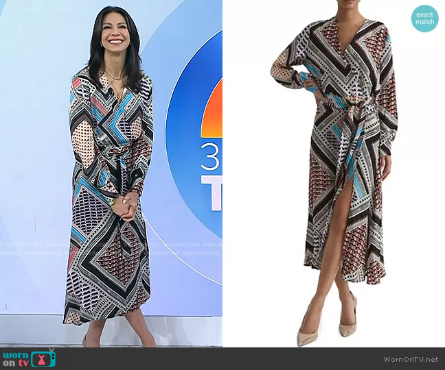 Reiss Alegra Printed Wrap Midi-Dress worn by Dr. Natalie Azar on Today