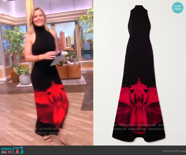 Alexander McQueen Floral jacquard-knit maxi dress worn by Sara Haines on The View