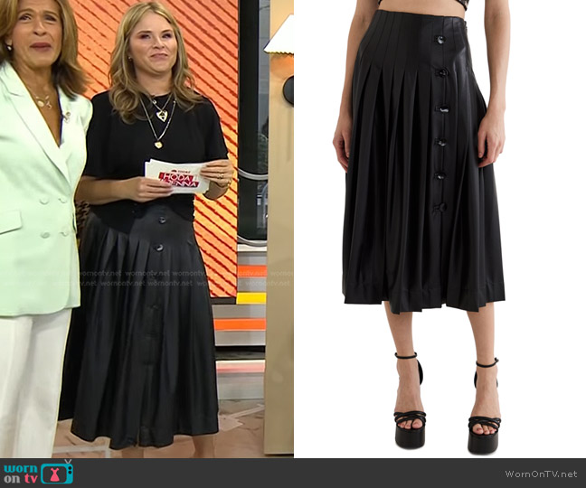 Altuzarra Tullius Pleated Faux Leather Skirt worn by Jenna Bush Hager on Today