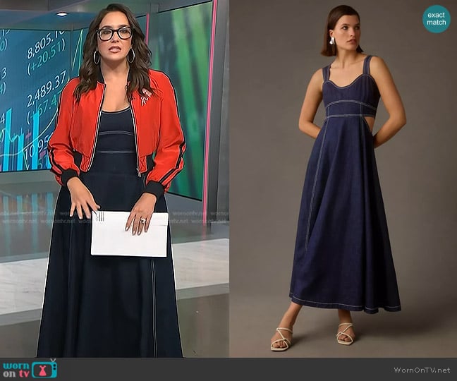 Aureta Studio Corset Denim Cutout Dress worn by Savannah Sellers on NBC News Daily