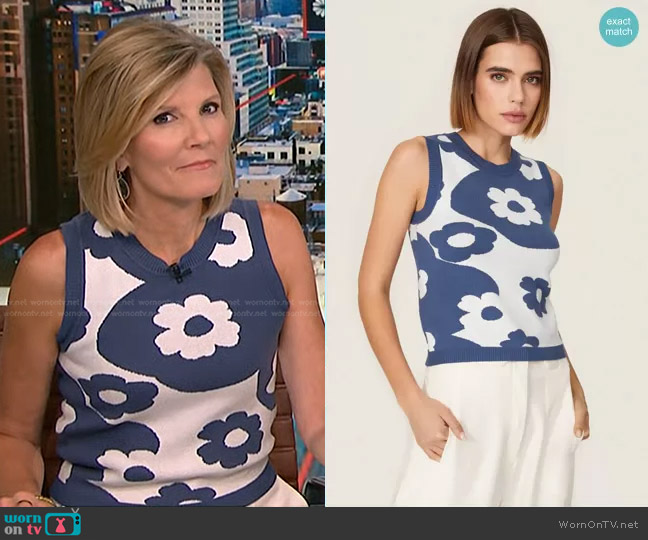 Louna Blue Floral Knit Tank worn by Kate Snow on NBC News Daily