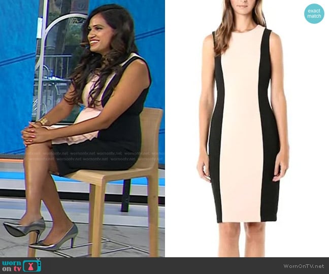 Calvin Klein Colorblock Sheath Dress worn by Dr. Sue Varma on Today