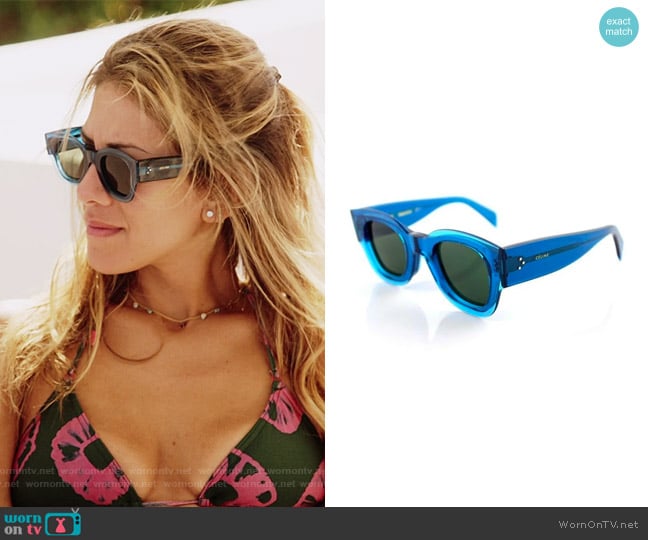 Celine Zoe Sunglasses Petrol Blue Crystal worn by Erin Lichy on The Real Housewives of New York City