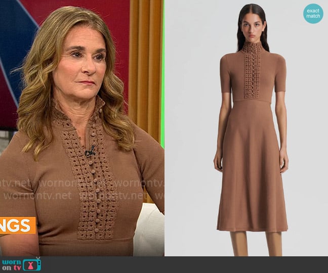 WornOnTV: Melinda French Gates’ brown buttoned dress on CBS Mornings ...