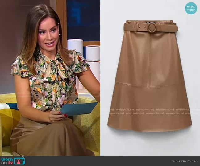 Zara Cape Skirt with Belt worn by Rebecca Jarvis on Good Morning America