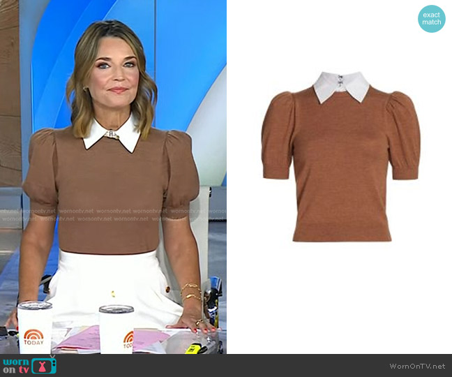 Alice + Olivia Chase Poplin-Trimmed Sweater worn by Savannah Guthrie on Today