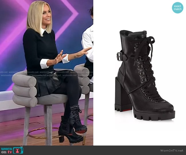 Christian Louboutin Macademia Block Heel Combat Boot worn by Jenny McCarthy on Today