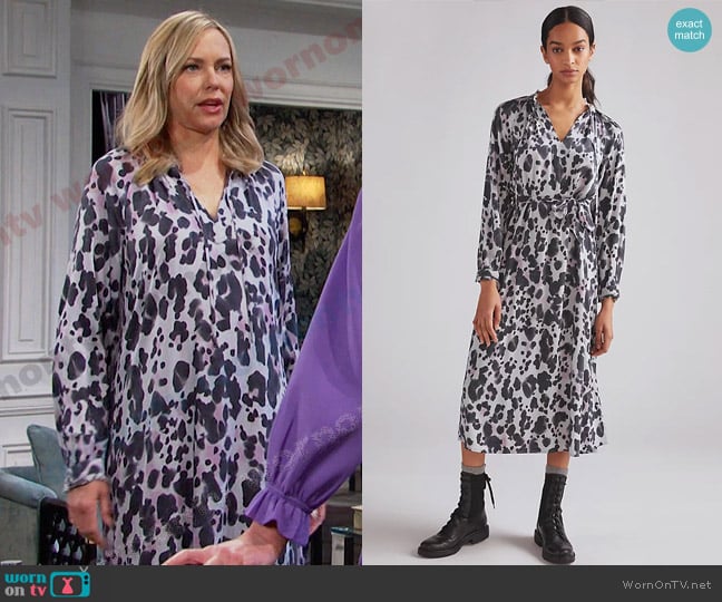 Cloth & Stone Leopard Midi Dress worn by Nicole Walker (Arianne Zucker) on Days of our Lives