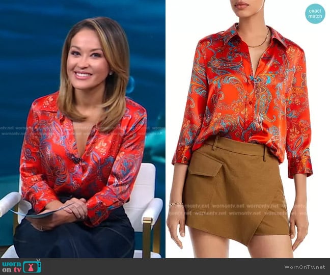 L'Agence Dani Silk Blouse worn by Eva Pilgrim on Good Morning America