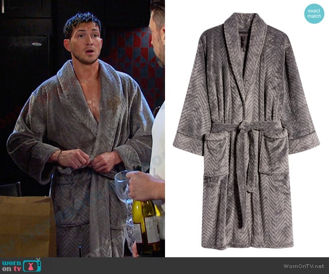 Daniel Buchler Herringbone Plush Fleece Robe worn by  Alexander Kiriakis (Robert Scott Wilson) on Days of our Lives