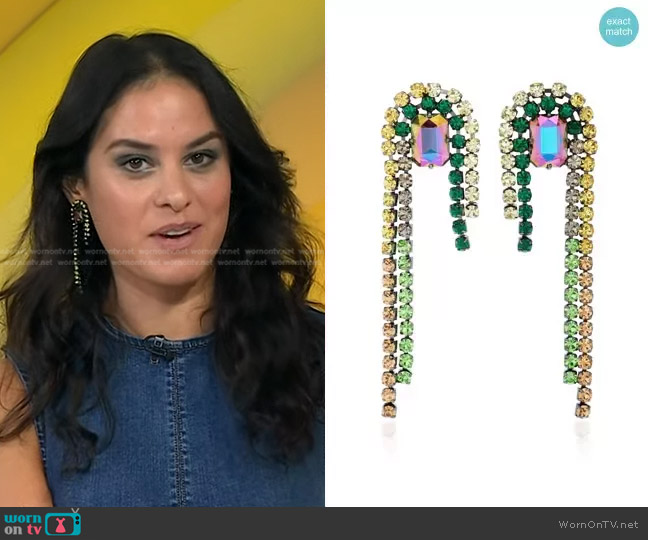 Demarson Divina Crystal Waterfall Earrings worn by Donna Farizan on Today