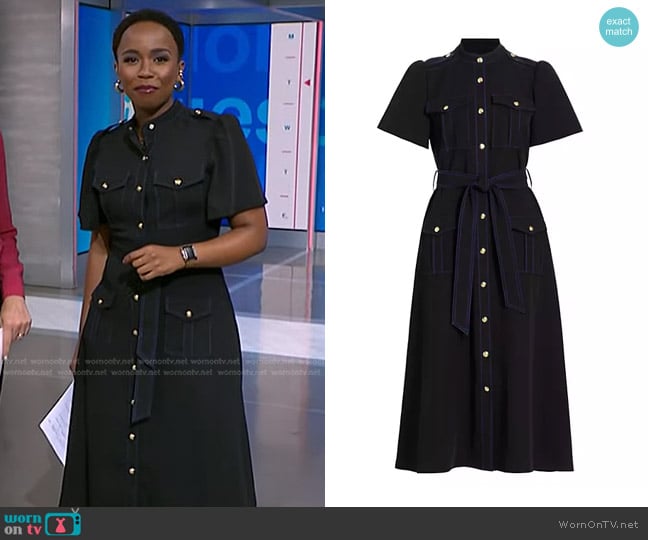 Derek Lam 10 Crosby Judy Topstitch Short Sleeve Utility Dress worn by Zinhle Essamuah on NBC News Daily