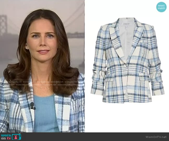 Derek Lam 10 Crosby Ralph Plaid Single-Breasted Jacket worn by Kate Rooney on NBC News Daily