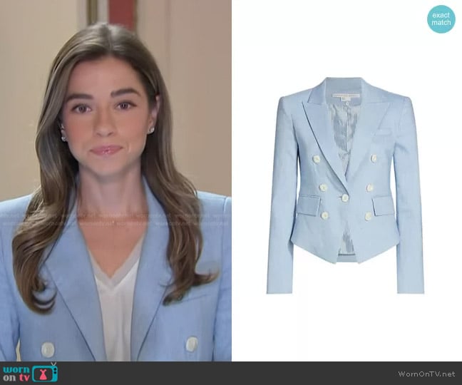 Veronica Beard Diego Jacket in Lake Blue worn by Julie Tsirkin on NBC News Daily