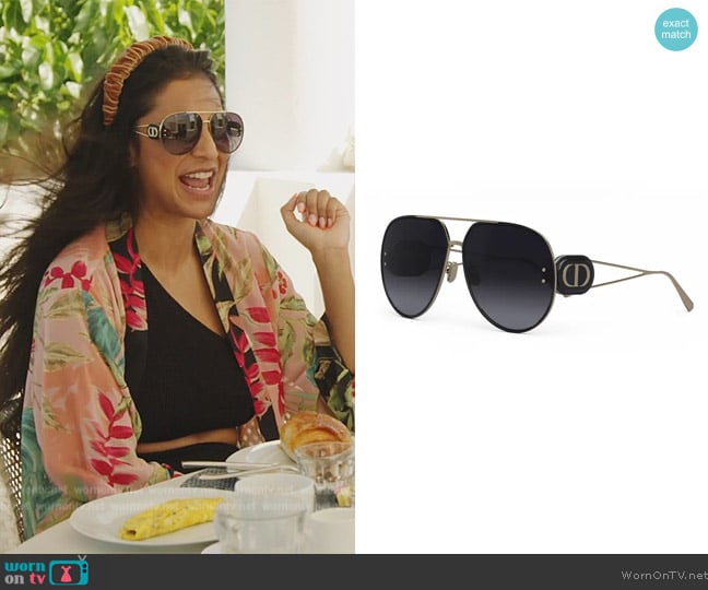 Dior DiorBobby 65mm Aviator Sunglasses worn by Jessel Taank on The Real Housewives of New York City