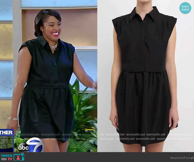 English Factory Pleated Shoulder Shirt Dress worn by Alicia Quarles on Tamron Hall Show