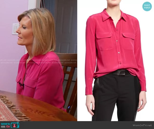 Equipment Slim Signature Collared Silk Shirt worn by Kate Snow on Today