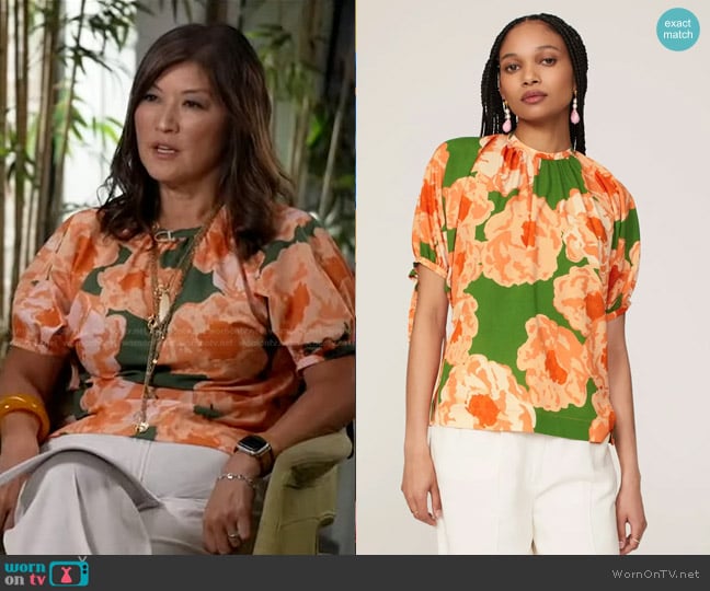 Eudon Choi Collective Floral Top worn by Juju Chang on Good Morning America