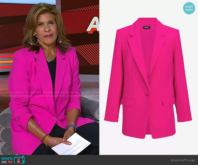 Express One Button Cinched Boyfriend Blazer in Neon Berry worn by Hoda Kotb on Today