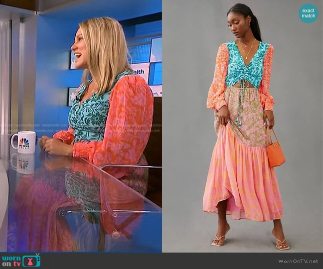 Farm Rio x Anthropologie Cutout Maxi Dress worn by Kelley Kitley on NBC News Daily