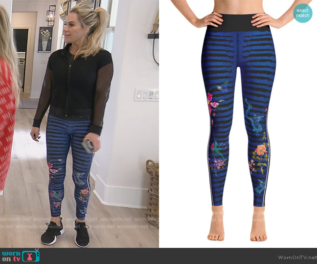 For the Love of Rockstars Flora Stripe Leggings worn by Dr. Jen Armstrong on The Real Housewives of Orange County