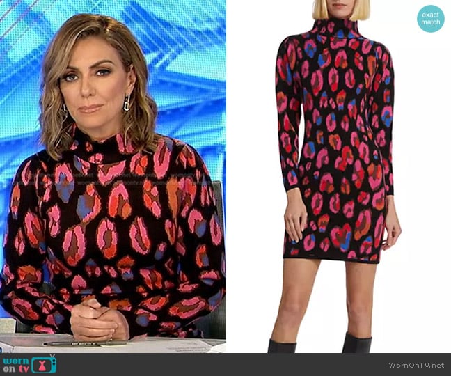 Farm Rio Iridescent Leopards Knit Minidress worn by Kyra Phillips on Good Morning America