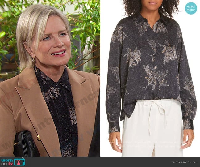 Vince Floral Dot Silk Blouse worn by Kayla Brady (Mary Beth Evans) on Days of our Lives