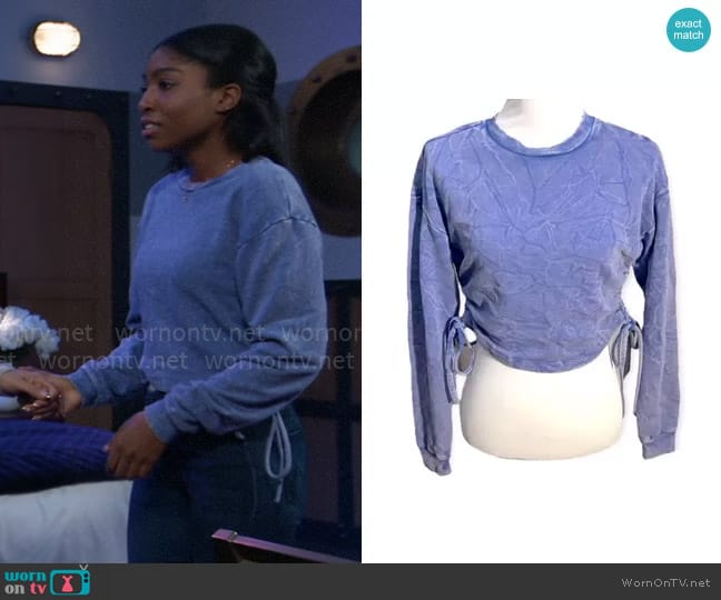 Forever 21 Side Tie Sweatshirt worn by Trina Robinson (Tabyana Ali) on General Hospital