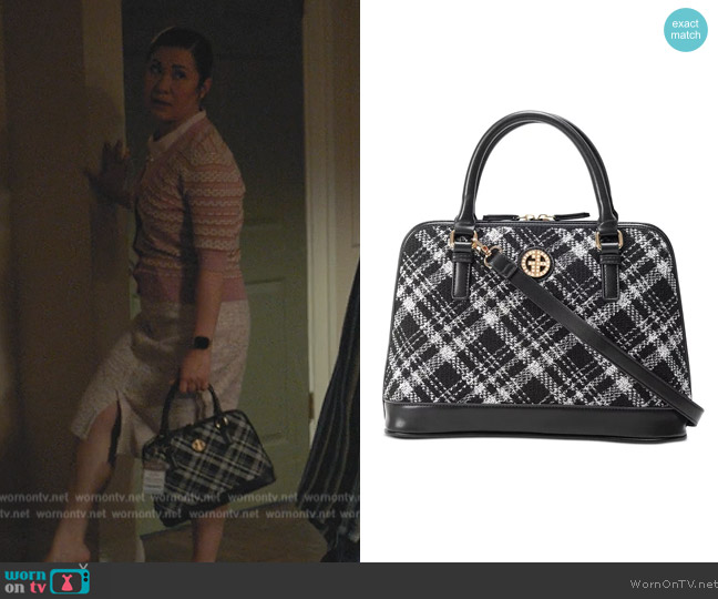 Giani Bernini Plaid Imitation Satchel Bag worn by Sherri Kansky (Ruthie Ann Miles) on All Rise